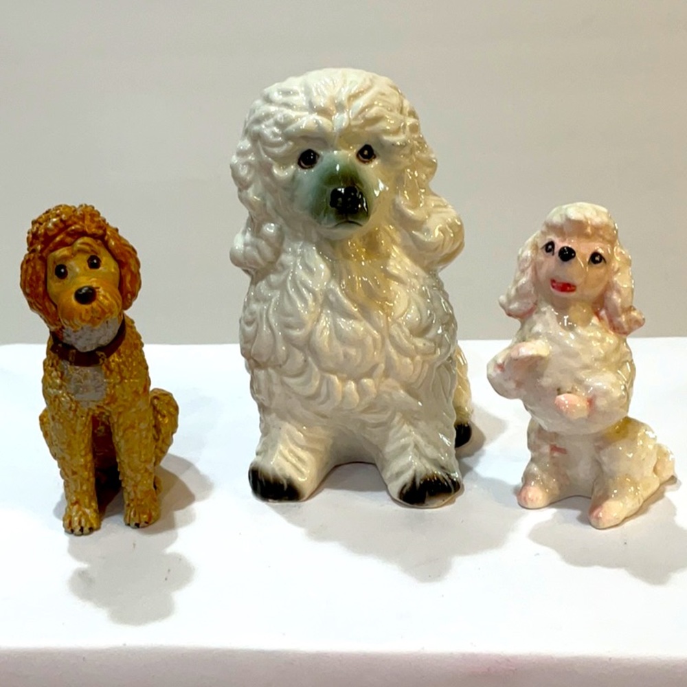 Three Poodle Statuettes very vintage very detailed